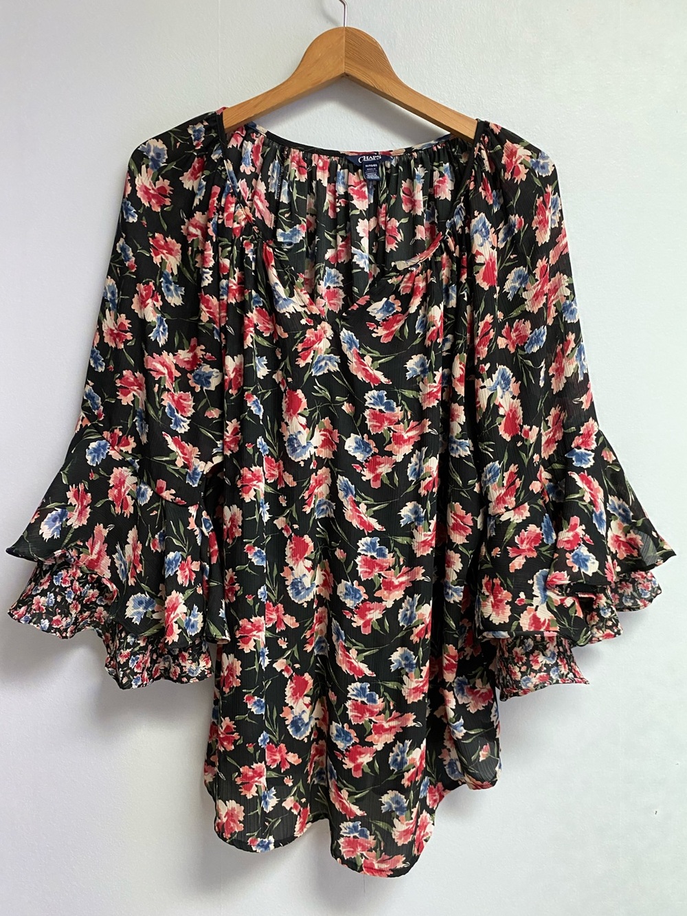 CHAPS FLUTTER SLEEVE TOP - 1X